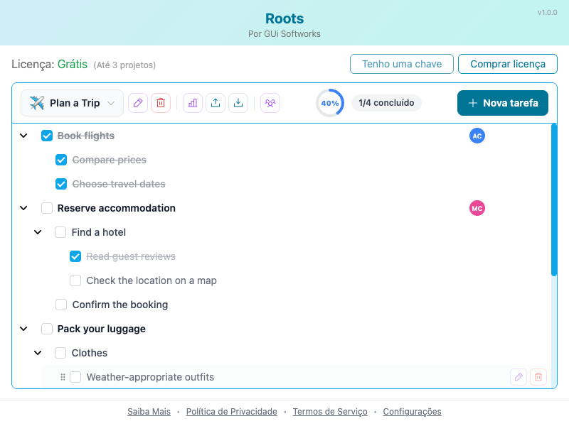 Captura de tela do popup da extensão